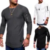 Men's T-Shirts Mens T shirts Spring And Autumn Long Sleeved Zipper Curved Long Line T Shirt Tops Clothing Top Quality men sport wear Z0522