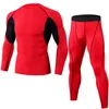 Snabbtorkande mäns termiska underkläder Satser Running Compression Sport Suits Basketball Tights Kläder Gym Fitness Jogging Sportswe