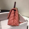 Top lederen rooster 23 cm scheeps verkocht crossbody tas dames handtas ontwerpers luxe klassieke rhombische mode schouderkwaliteit 2955