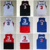 Vintage 3 Allen 3Iverson 76 Jersey Georgetown Hoyas Vintage tröjor Uniformer Grå Svart Blå Vit Röd Sydd