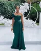 Dark Green Satin Mermaid Bridesmaid Dresses Elegant One Shoulder Pleats Sweep Train Evening Gowns Plus Size Wedding Guest Party Dress AL8376