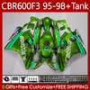 Body Kit för Honda Bodywork CBR600F3 600CC 600FS 64NO.213 CBR 600 600F3 MOVISTAR GREEN 95-98 CBR600 F3 FS CC 97 98 95 96 CBR600FS CBR600-F3 1997 1998 1995 1996 Fairing + Tank