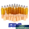 24pcs / lot 10 ml Frosted Glass Roll on Flessen met roestvrijstalen rollerbal voor essentiële oliën Parfum Vulbare flessen