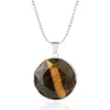 Rund mångfacetterad naturkristall Hängsmycke Necklace 26mm Bead Quartz Simple Healing Fashion Smycken för Kvinnor Män