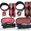 NXY SM Sex Dorosłych Zabawki Poziom Pu Leather BDSM Bondage Dla Kobiety Zestaw Kajdanki S erotyczne Slave Collar Gag Clamps Dorośli Game1220