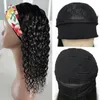 Brazilian Water Wave Pannband Peruk Människohår Virgin Hair Brazilian Curly Peruk Lätt att installera lockigt hår Peruk med pannband