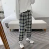 Męskie spodnie w stylu koreański luźne sznurka w kratę plus size kpop ubrania 2021 Ulzzang moda joggers męskie odzież swobodny pot313t