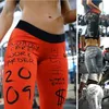 2019 Ny svart brev Skriv ut Leggings Kvinnor Fitness Leggings Sexiga Push Up Sweatpants Byxor Elastisk Hög Waist Workout Leggigs