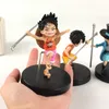 3pcs / set Anime One Piece Karikatür Üç Kardeş Luffy / As / Sabo Çocukluk PVC Şekil Oyuncak Karakter Modeli
