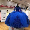 Royal Blue Sequins Quinceanera Klänningar Långärmad Korsett Lace-up Sequined Ball Gown Sweet 16 Dress Vestidos de XV Años