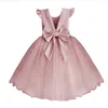 Baby Girls Tulle Pearl Eleganta Tutu Baklösa Klänningar Med Big Bow Barn Tjej Boutique Skirts