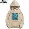 Mens Streetwear Hooded Pullover Chest Skeleton Printed Sweatshirt Hoodie Cotton Fleece Khaki Pullover Sweatshirt 201126