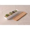 Moderne Simple Blanc Céramique Plantes Succulentes Planteur Avec BambooTray Plante Verte Pots Décor De Bureau Bonsaï Paysage Pot De Fleurs Y200723