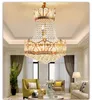 Coroa Europeia Cristal Chandeliers Led Luz Americano Luxo Luzes Luzes Luminárias Lobby Lobby Lobby Sala de Jantar Lâmpadas Pingente Diâmetro50cm Altura56cm