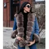 Tatyana Furclub Denim Winter Women Natural Coat Thick Warm Parka Real Fur Jacket 201016