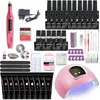 Kit per nail art Set manicure Lampada UV a LED per smalto Trapano da 20000 giri/min 302010 Kit gel per estensione poli colore4569930