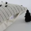 Kuddefodral Vit svart geometrisk kudde Tassels täcker vävt för heminredning bäddsoffa 45x45cm30x50cm y200103