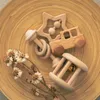 4 PCSSet Baby Toys Natural Beech Wood Rattles Tinging Runent Ring Musical Newborn Gift Montessori barnvagn Toy 2203119280044