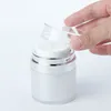 Pearl White Acrylic Airless Jar Cream Fles met zilveren kraag 15G 30G 50G Cosmetische Vacuüm Lotion Jars Pump Packing Bottlesby Sea Lle12295