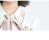 弓プリントシャツの女性のブラウス2022春秋のシフォンシャツファッションエレガントな女性のシャツS M L xl 2xl