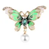 Pearl Rhinestone Butterfly Broszka Dla Kobiet Elegancka Crystal Insect Jewelry Pins Party Wedding Gifts