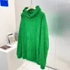 Корейский свободный высококачественный полотенце с капюшоном зеленый свитер женской средней длинной пары пары