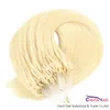 0.5g / s 100 strand silikon micro pärla hårförlängningar # 60 rak remy mänsklig hår loop mikro ring platina blond naturligt mänskligt hår 16-22 "