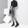 EAM auutmn Fashion Pattern Korean Style Transparent Transparent Color Pants Woman Ankle length Pants LJ201103