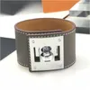 Bracciale per cuffia per gioielli per donna in acciaio inossidabile vera pelle di pelle di pelle Fashion H Braccialetti oro Bangles Bangles Gioielli per il marchio per 9717851