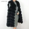 Kvinna Vest Fox Waistcoat Varm Vinter Natural Coat Pretty Real Fur Coats Jacket 201103