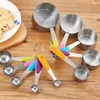10pcs/Lot Stainless Steel Measuring Cups And Spoons Durable Kitchen Cooking Baking Measuring Tools With Silicone Handles T200523