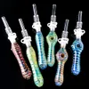 유리 미니 넥타 수집기 키트 10mm 조인트 쿼츠 팁 Dab Straw Oil Rigs 실리콘 흡연 파이프 유리 파이프 유리 물관