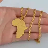 Anniyo Silver Color gold Color Africa Map with Flag Pendant Chain Necklaces African Maps Jewelry for Women Men #035321p255V