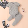 Babykleidung Sets Outfits Zwei Streifen Streifen Säuglingsanborn Mädchen Jungen Sommerkleidung Set kurzärmeliges Strampler Long Hosen Outfit