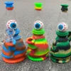 Rök Hosah Silicone Water Pipe med ögondekoration Röktillbehör Bongs Glass Bowl Tobacco Dab Rig Kits 831