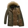 Men's Trench Coats Thick Warm Parka Men Fleece Fur Hood Winter Jacket Coat Cargo Medium-long Mens Overcoat