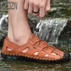 NXY SANDALS SLIPPERS ZOMER SCHOONEN VOOR HEREN GROTE GROOTTE DEDEMENDE DEADLIFT Ademend Lederen Middelbare leeftijd Rijstrand Hollow NIEUWE 0210