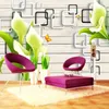 Custom 3D Photo Wallpaper Painting Modern 3D Lily Flower Stereo Embossed Living Room TV Background Decor Murals