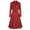 Vintage Vrouwen Warm Jasje Winter Revers Knop Effen Uitloper Famale Mode Abrigo De Mujer Dames Overjas Outwear1