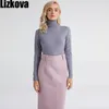 Lizkova 60% cachemire mélange pull à col roulé femmes multicolore doux pull pull automne chaud cachemire doux haut 201203