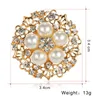 Pearl brooch Gold crystal flower brooches scarf buckle dress Business suit Tops corsage pins fior women Wedding party fashion jewelry gift will and sandy