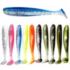 10 pièces/sac 12 cm 9.2g pêche Wobbler appât de pêche souple ver de mer Swimbait Streamer Silicone artificiel Double couleur leurre Spinnerbait