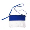 PVC Clear Cosmetic Bag 25st Lot USA Local Warehouse Color Trim Makeup Bags Stadium Pattern Transparent Wristlet Daybag Domil106-1247i