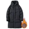 Märke Winter Long Fleece Parka Coat Män Varm Jacka 7xl 8xl Storstor Hooded Windbreaker Tjockad Casual Thermal Parkas 211216