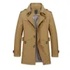 Herrenjacken Trench Jacke Herren Modedesign Veste Homme formelle Frühlingsanzug Mantel Mantel Massive Baumwoll Khaki M-5xl Windbrüche