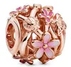 Hakiki 925 Ayar Gümüş Fit Pandora Bilezik Charms Pembe Papatya Charm Koleksiyonu Fener Kolye Boncuk DIY Boncuk Charms Için Aşk Kalp Mavi Crysta Charm