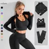 2/3PCS Seamless Women Yoga Set Workout Sportswear Gym Clothing Fitness Long Sleeve Crop Top High Waist Leggings Sports Suits 220315