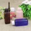 100 Uds 50ml botellas cosméticas cuadradas transparentes vacías con tapón de rosca, tapón de plástico para loción de 50cc botella transparente DIY