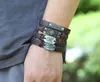 man Hiphop Leather Bracelet Antique alloy weaving cowhide Wax thread PU Wood Bead coconut husk skull cross bracelet Mix 12pcs/set