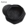 Sboy Hats Aorice Genuine Soft Leather Driving Flat Cap 2021 Autumn Winter Mens Stylish Fashion Outdoors Sport Keep Warm Hat Black 3457319